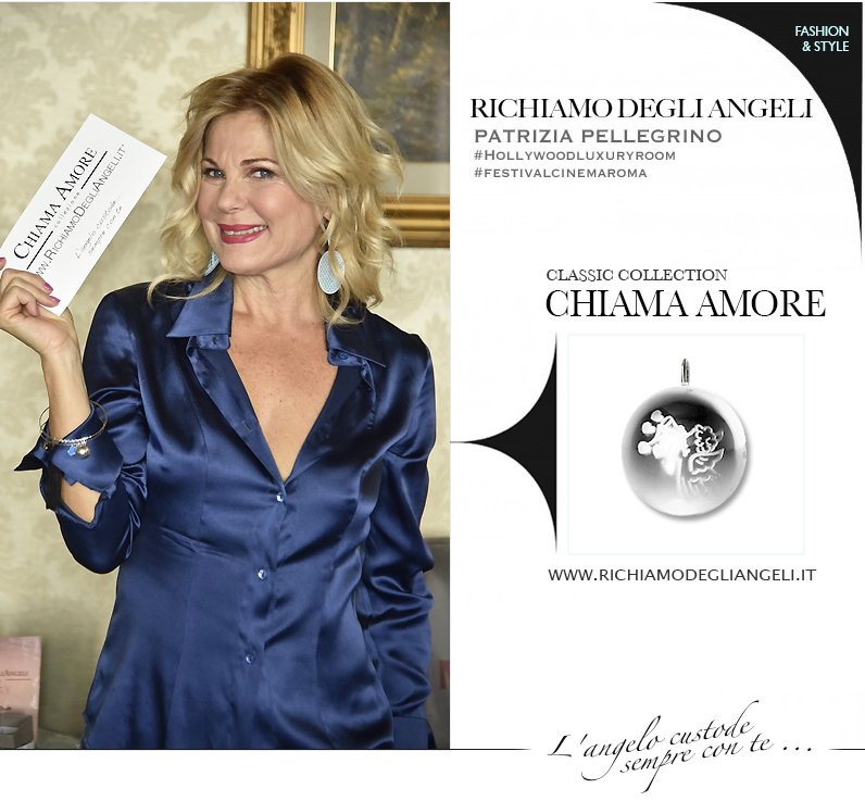 La Vip Patrizia Pellegrino indossa bracciale originale Richiamo Degli Angeli durante Festival del Cinema di Roma.