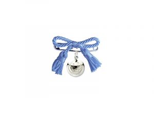 Spilla lieto evento con fiocco blu per nascita bambino, l'originale fiocco di nascita per maschietto da attaccare alla culla o al passeggino del neonato.