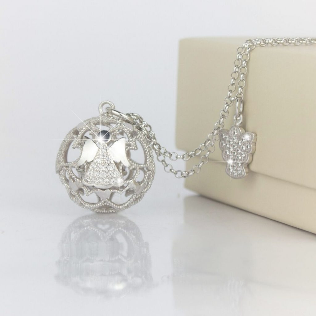 Collana Bola Per Gravidanza Con Albero Della Vita | Pendente Palla Armoniosa In Oro | Regalo Per Future Mamme - 5