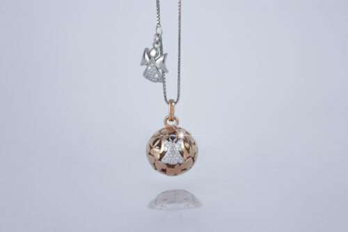 Chiama Angeli in Oro Rosa con Zirconi Bianchi Collana in Argento - immagine 3