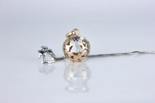 Chiama Angeli in Oro Rosa con Zirconi Bianchi Collana in Argento - immagine 2