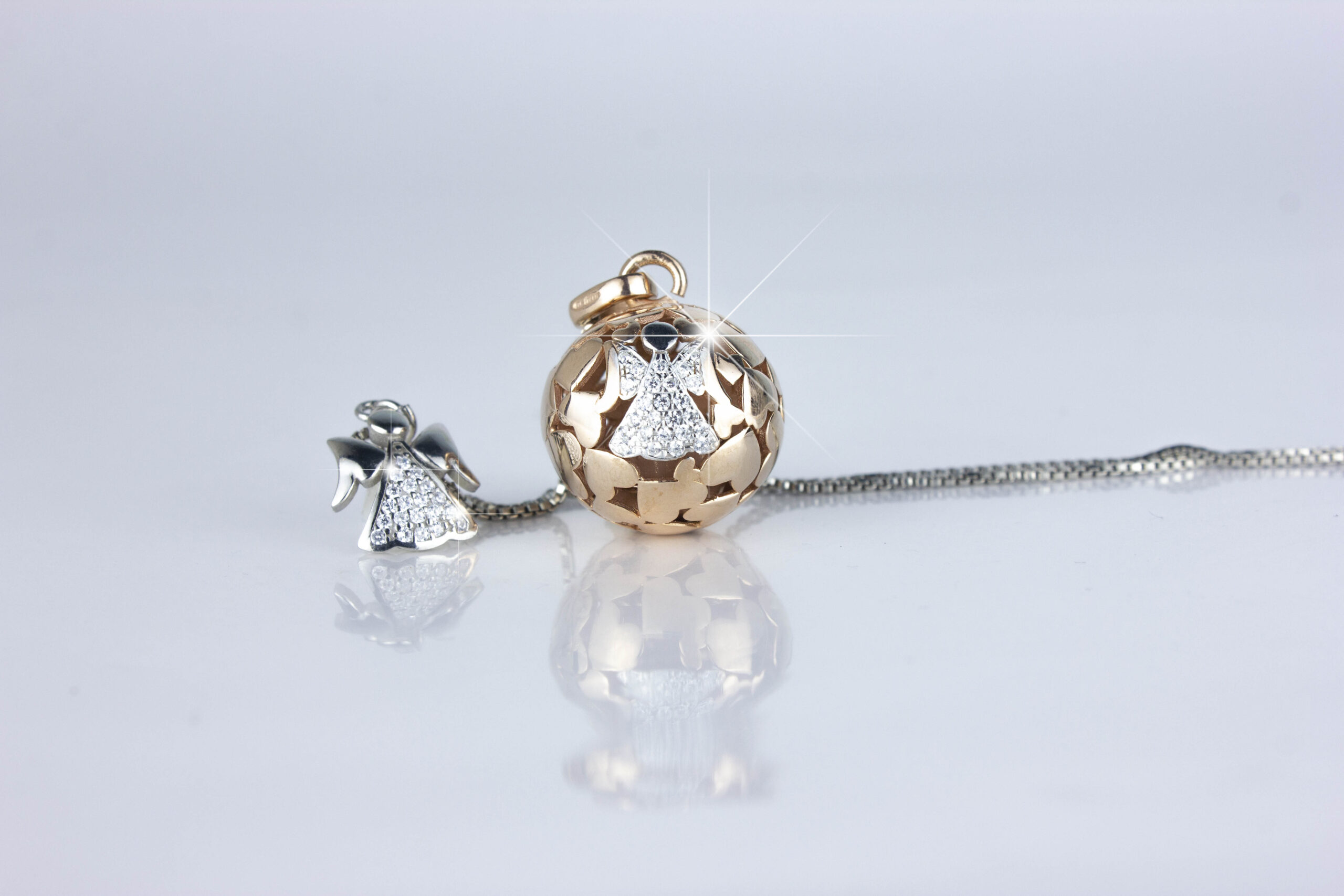 Chiama Angeli Cielo Stellato Personalizzabile Con Incisione - Gioiello In Acciaio Rodiato, Suono Soave, Catena 90 Cm