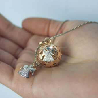 Chiama Angeli in Oro Rosa con Zirconi Bianchi Collana in Argento - immagine 3