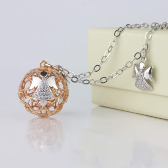Chiama Angeli - Angelo di Mamma con sonaglio collana lunga e angelo diamantato
