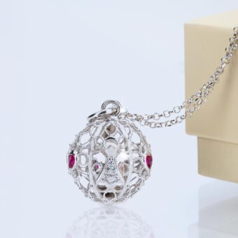 Collana Chiama Angeli Gravidanza in Argento con collana lunga e sonaglio