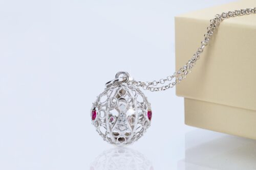 Collana Chiama Angeli Gravidanza in Argento con collana lunga e sonaglio