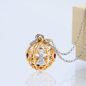 Collana Chiama Angeli Gravidanza Oro con collana lunga e sonaglio