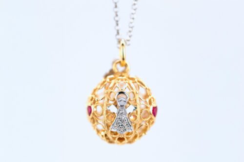 Collana Chiama Angeli Gravidanza Oro con collana lunga e sonaglio - immagine 2