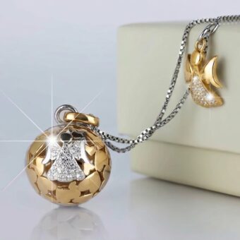 Chiama Angeli in argento 925 bagnato in oro giallo con zirconi bianchi - regalo per donne in dolce attesa
